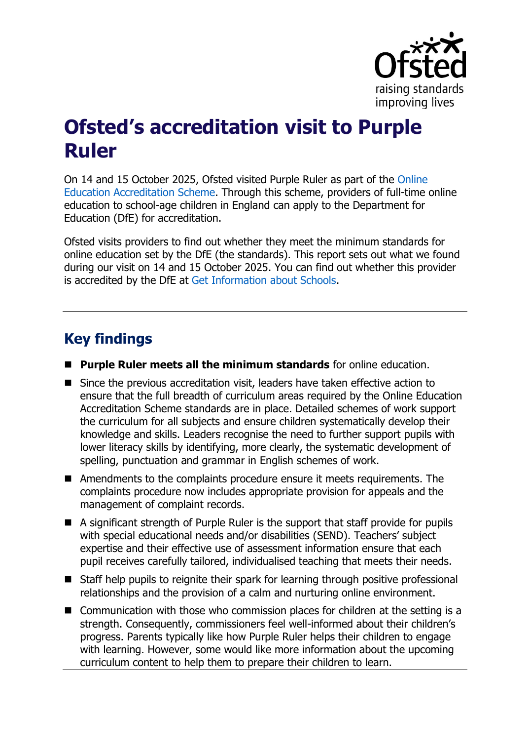 Ofsted report page 1